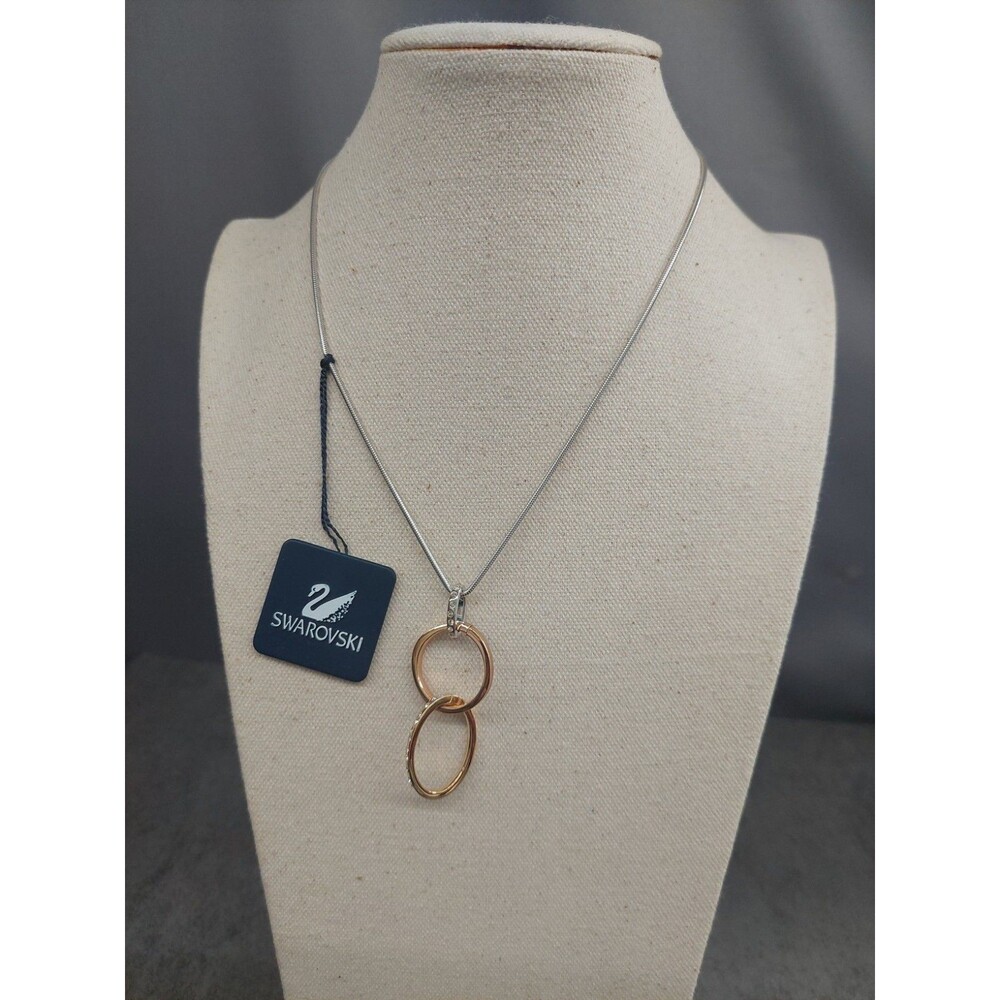 Swarovski 3 Circles 18 Inch With Cert gold, rose gold and silver tone